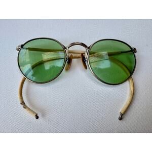 American Optical Ful-Vue Round Green Lens Glasses Steam Punk